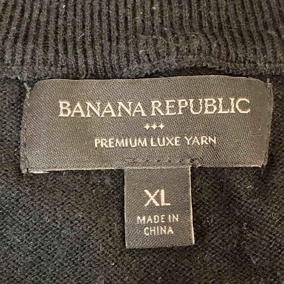 Banana Republic Sweater Mens XL Black 1/4 Zip Textured Pullover Vintage Y2K - Picture 3 of 9